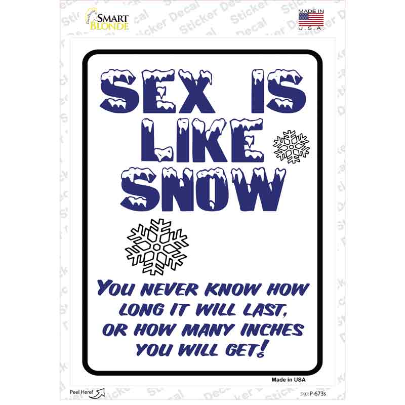 P-673s-M Sex is Like Snow Novelty Rectangle Sticker Decal - Medium