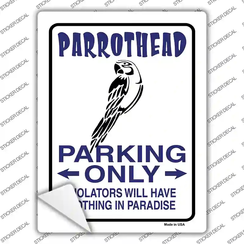 P-709s-S Parrothead Parking Novelty Rectangle Sticker Decal - Small