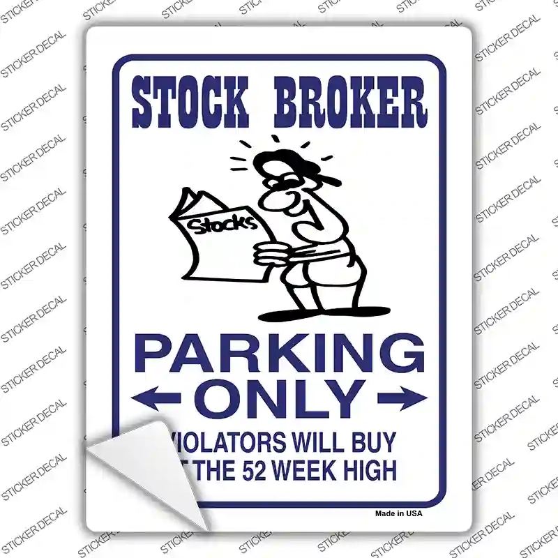 P-790s-L Stock Brokers Only Novelty Rectangle Sticker Decal - Large