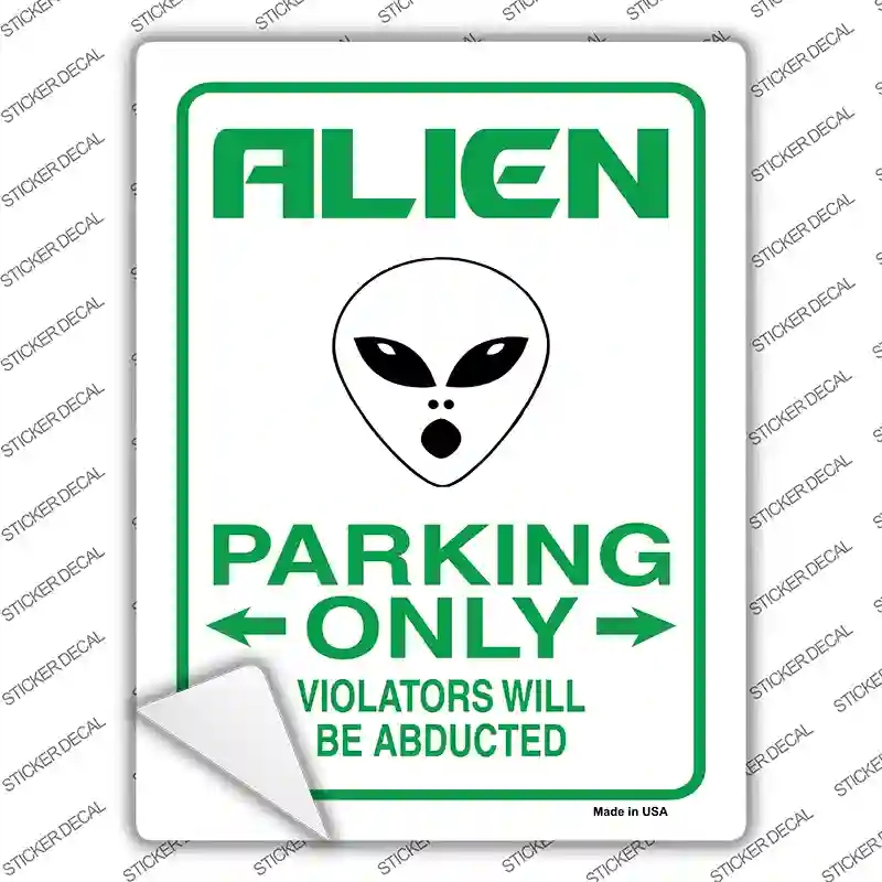P-717s-XL Alien Parking Novelty Rectangle Sticker Decal - Extra Large