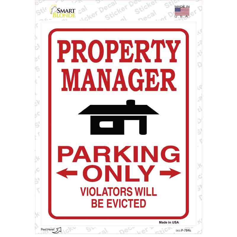 P-784s-M Property Manager Only Novelty Rectangle Sticker Decal - Medium