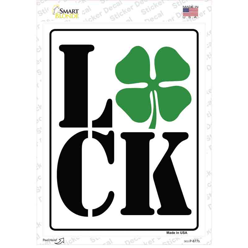 P-877s-M Luck Novelty Rectangle Sticker Decal - Medium