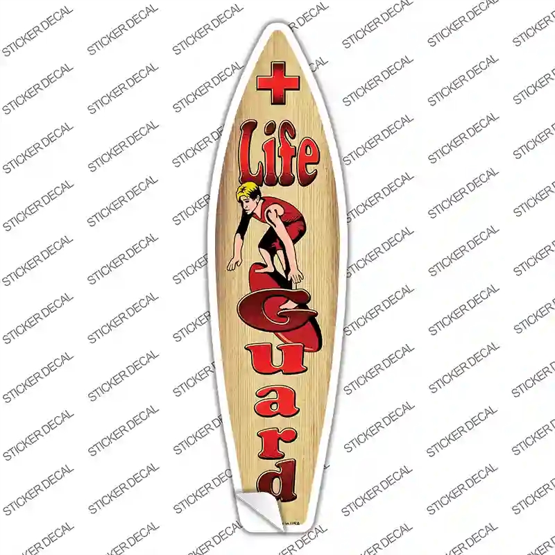 SB-071s-XL Life Guard on Surfboard Novelty Surfboard Sticker Decal - Extra Large