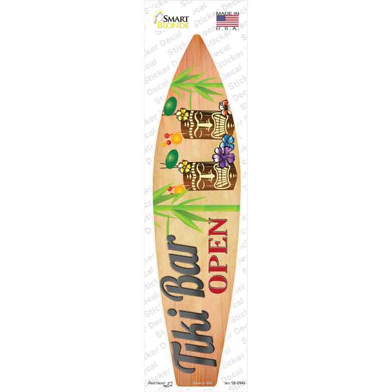 SB-094s-M Tiki Bar Open Novelty Surfboard Sticker Decal - Medium
