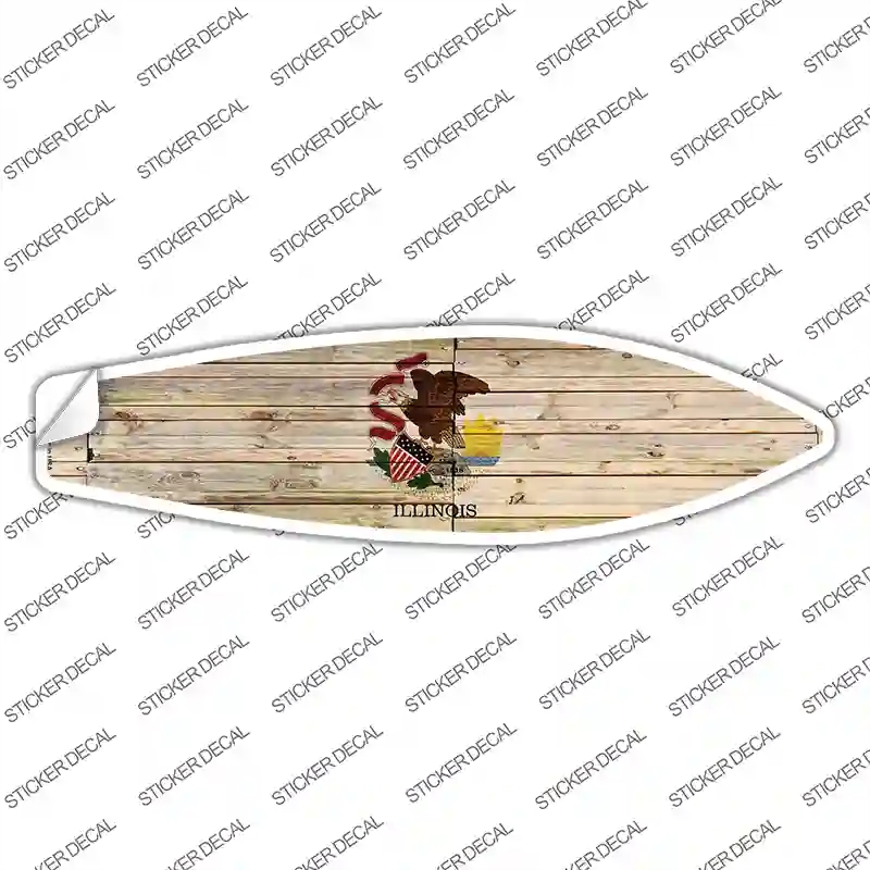 SB-112s-XL Illinois State Flag Novelty Surfboard Sticker Decal - Extra Large