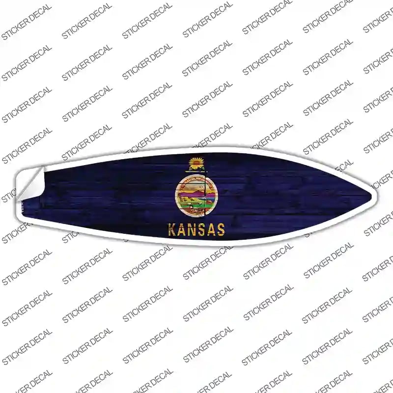 SB-115s-S Kansas State Flag Novelty Surfboard Sticker Decal - Small