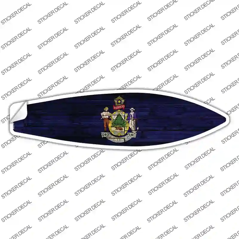 SB-118s-S Maine State Flag Novelty Surfboard Sticker Decal - Small