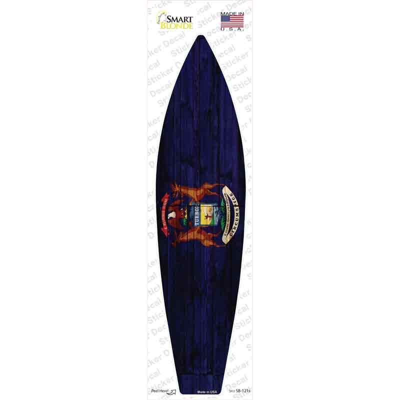 SB-121s-M Michigan State Flag Novelty Surfboard Sticker Decal - Medium