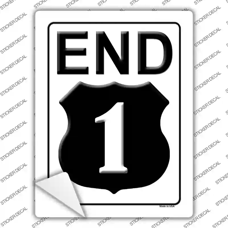 P-1713s-L End Highway 1 Novelty Rectangle Sticker Decal - Large