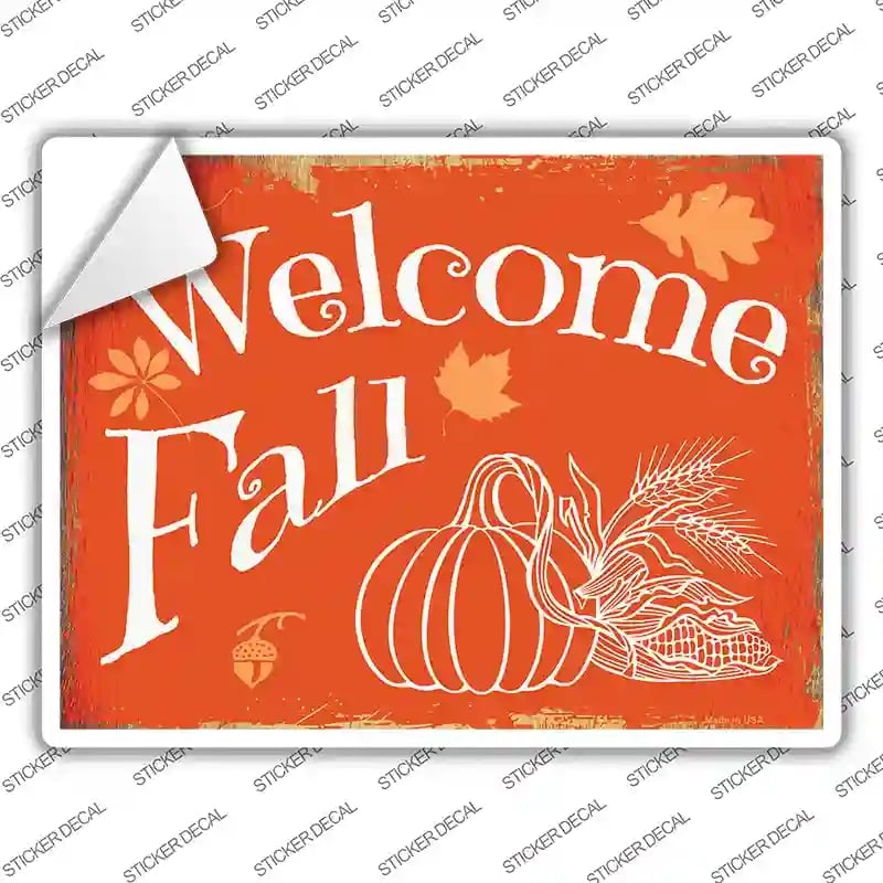 P-1454s-S Welcome Fall Novelty Rectangle Sticker Decal - Small