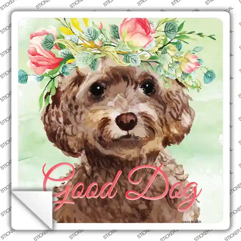 SQ-378s-S Cockapoo Good Dog Novelty Square Sticker Decal - Small