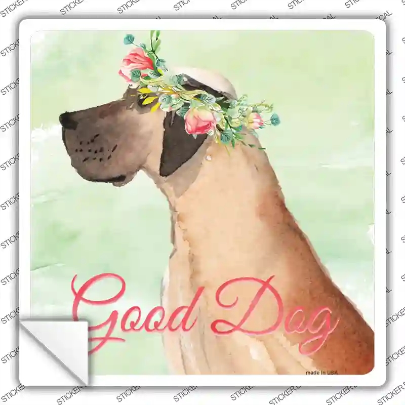 SQ-392s-S Great Dane Good Dog Novelty Square Sticker Decal - Small