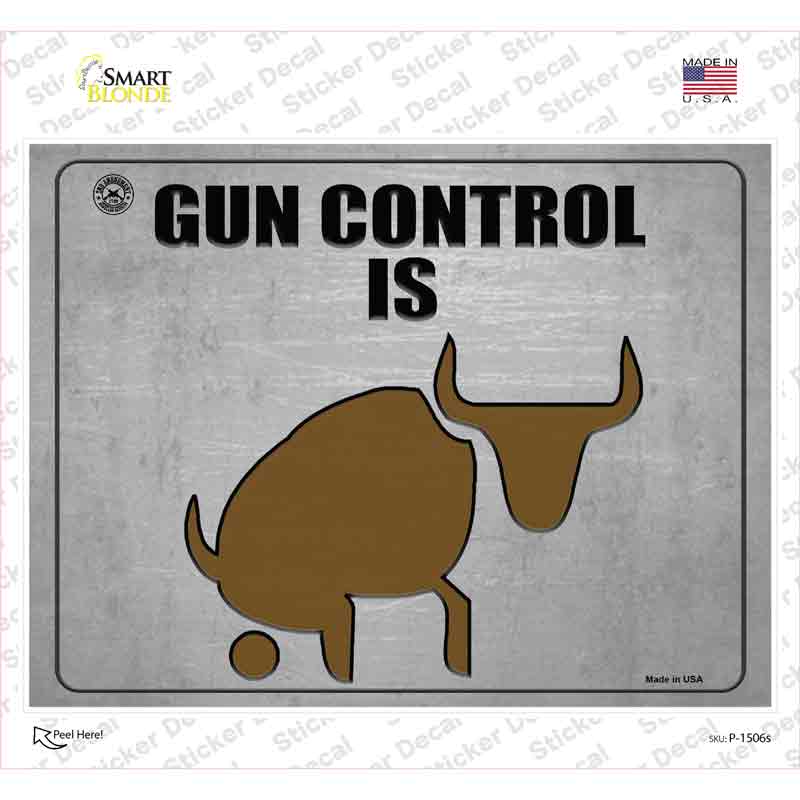 P-1506s-M Gun Control is BS Novelty Rectangle Sticker Decal - Medium