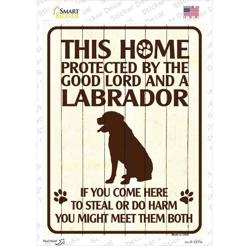 P-1571s-M Labrador Protected Novelty Rectangle Sticker Decal - Medium