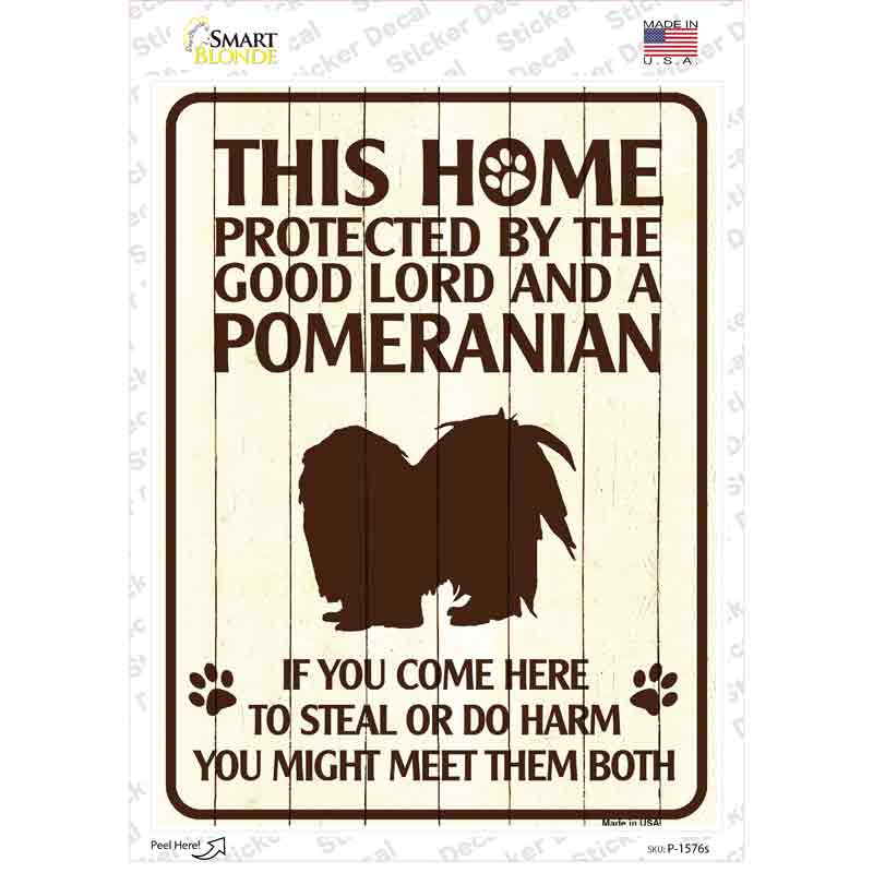 P-1576s-M Pomeranian Protected Novelty Rectangle Sticker Decal - Medium