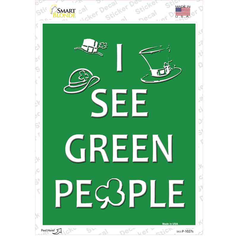 P-1027s-M Green People Novelty Rectangle Sticker Decal - Medium