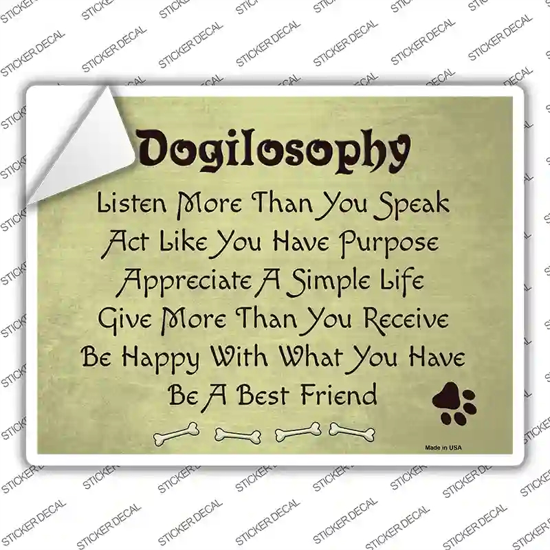 P-1040s-XL Dogilosophy Novelty Rectangle Sticker Decal - Extra Large