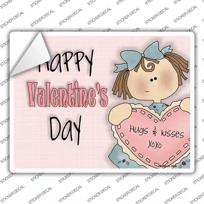 P-104s-L Happy Valentines Day Novelty Rectangle Sticker Decal - Large