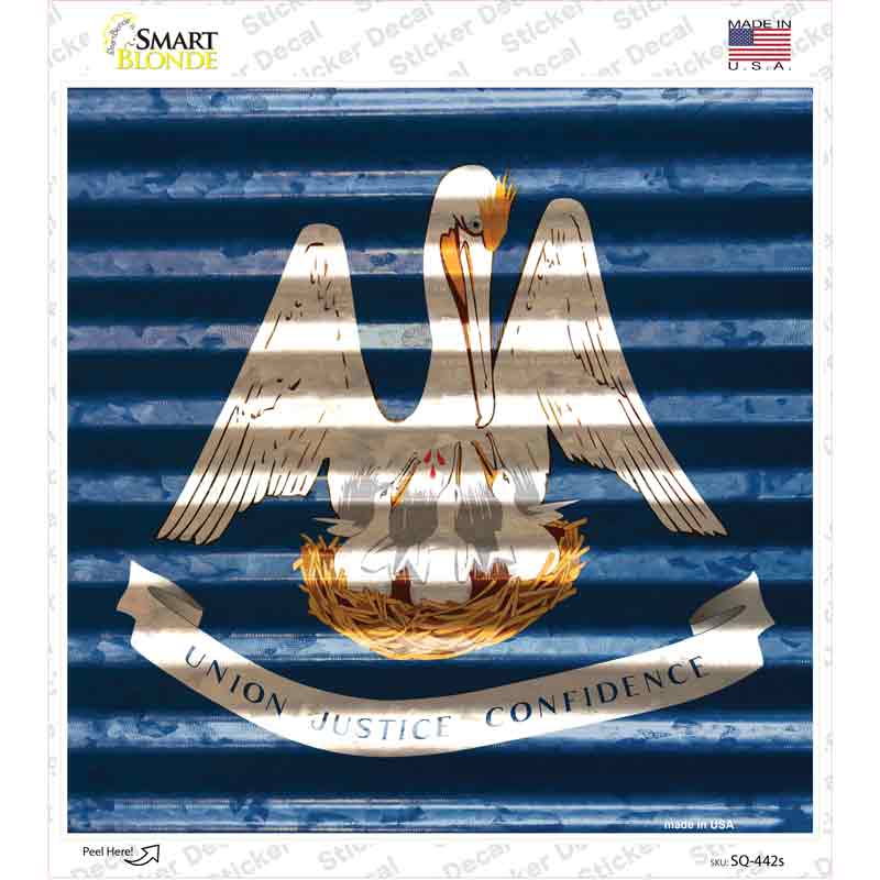 SQ-442s-M Louisiana Flag Corrugated Effect Novelty Square Sticker Decal - Medium
