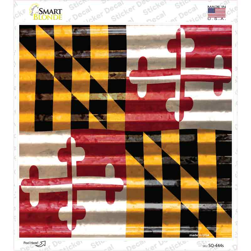 SQ-444s-M Maryland Flag Corrugated Effect Novelty Square Sticker Decal - Medium
