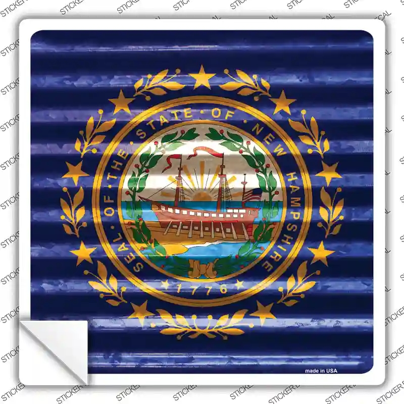 SQ-453s-XL   Hampshire Flag Corrugated Effect Novelty Square Sticker Decal - Extra Large