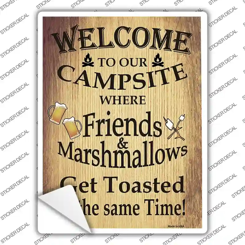 P-1397s-L Campsite Novelty Rectangle Sticker Decal - Large