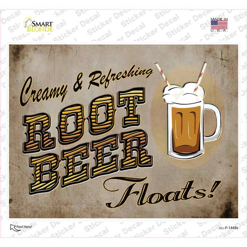 P-1448s-M Root Beer Novelty Rectangle Sticker Decal - Medium