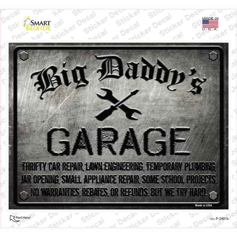 P-2401s-M Big Daddys Garage Novelty Rectangle Sticker Decal - Medium
