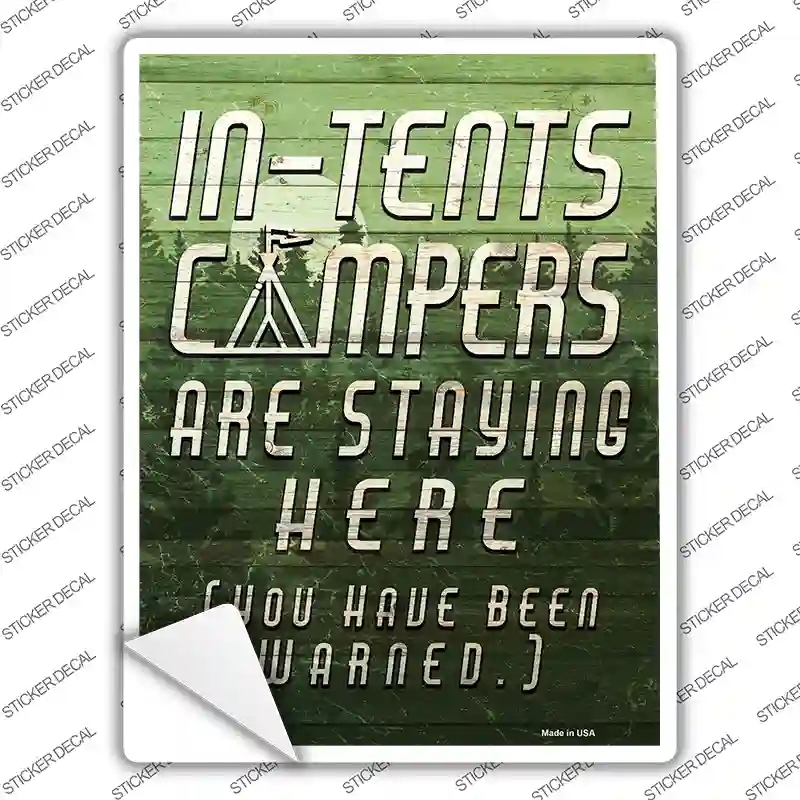 P-2421s-S In Tents Campers Pun Novelty Rectangle Sticker Decal - Small
