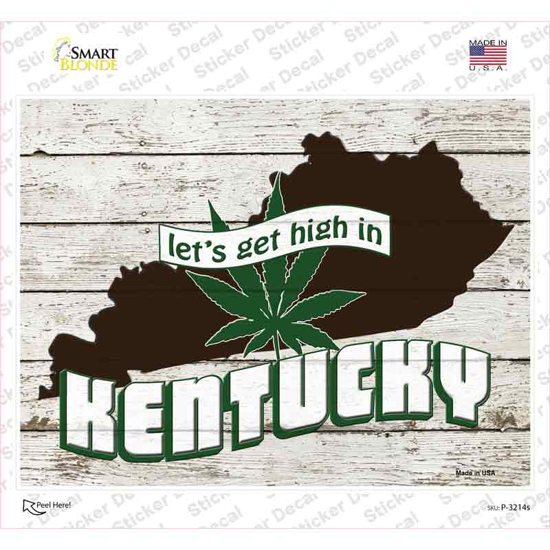 P-3214s-M Get High in Kentucky Novelty Rectangle Sticker Decal - Medium