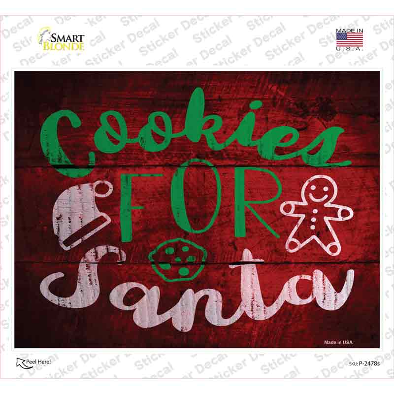 P-2478s-M Cookies for Santa Novelty Rectangle Sticker Decal - Medium