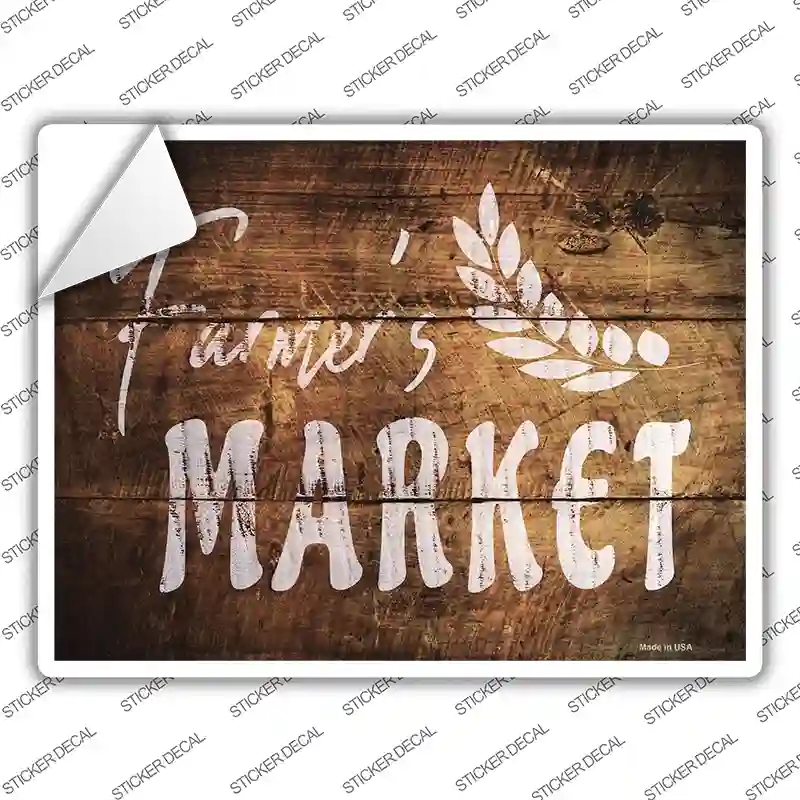 P-2517s-S Farmers Market Novelty Rectangle Sticker Decal - Small