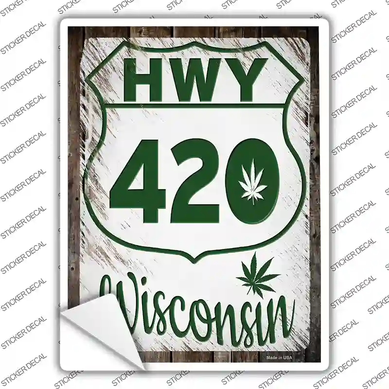 P-3304s-S HWY 420 Wisconsin Novelty Rectangle Sticker Decal - Small