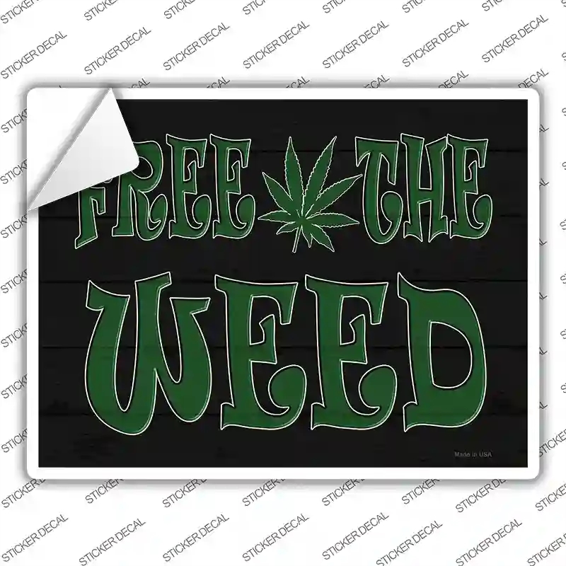 P-3314s-L Free the Weed Novelty Rectangle Sticker Decal - Large