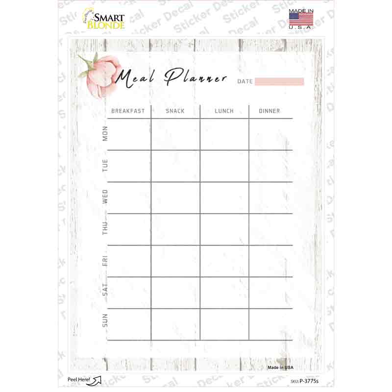 P-3775s-M Meal Planner Novelty Rectangle Sticker Decal - Medium