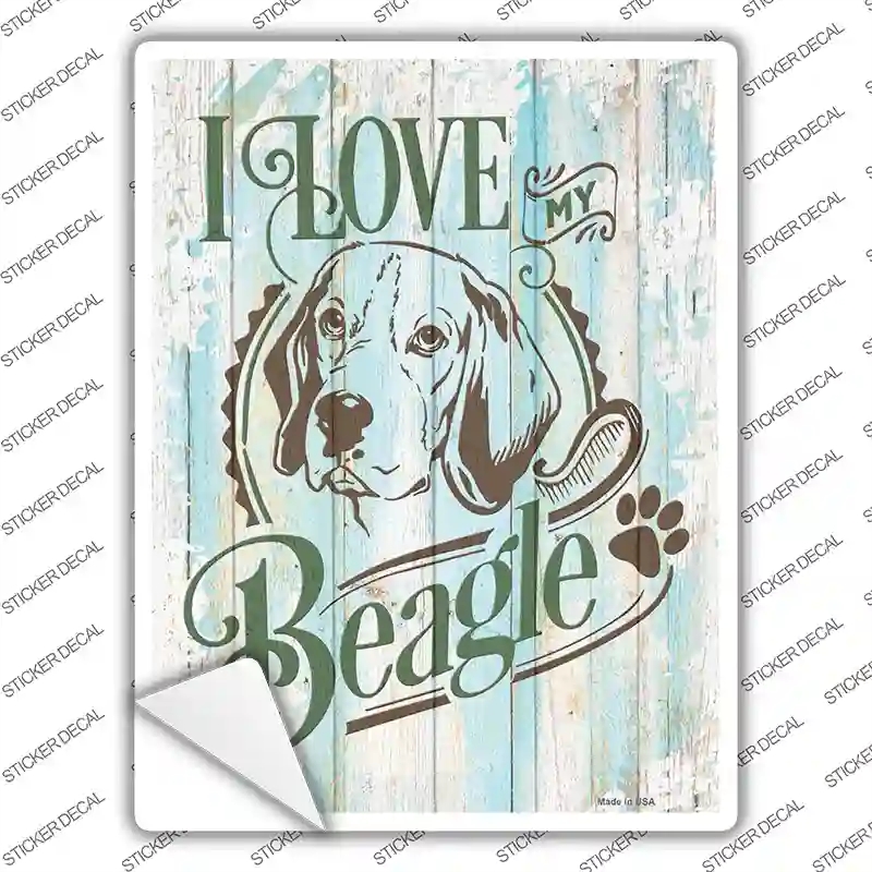 P-3781s-L I Love My Beagle Novelty Rectangle Sticker Decal - Large