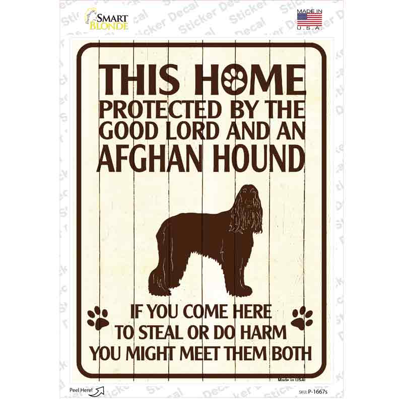 P-1667s-M Protected by An Afghan Hound Novelty Rectangle Sticker Decal - Medium