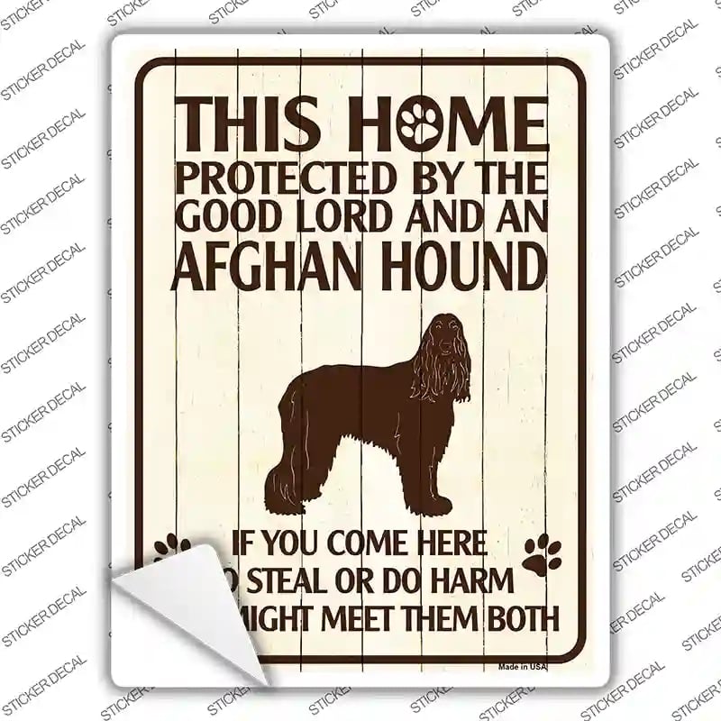 P-1667s-S Protected by An Afghan Hound Novelty Rectangle Sticker Decal - Small