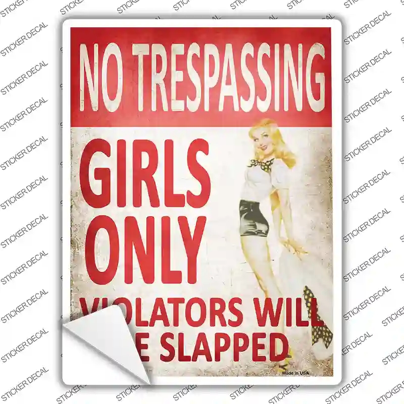 P-1693s-S No Trespassing Girls Only Novelty Rectangle Sticker Decal - Small