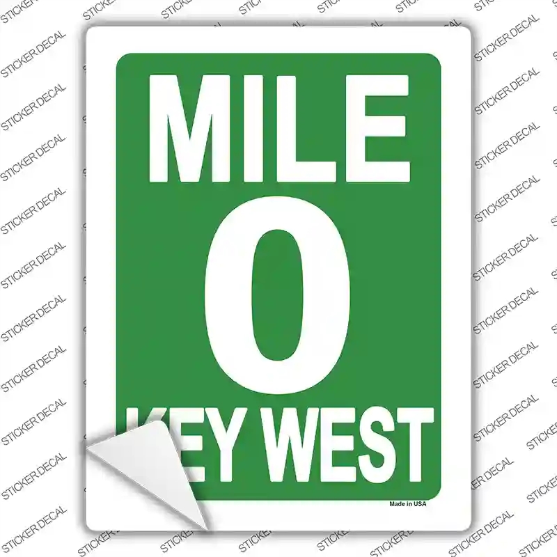 P-1700s-L Mile Zero Key West Novelty Rectangle Sticker Decal - Large