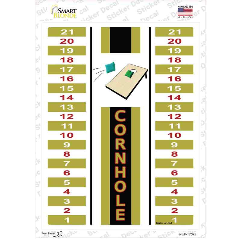 P-1707s-M Cornhole Scoreboard Novelty Rectangle Sticker Decal - Medium