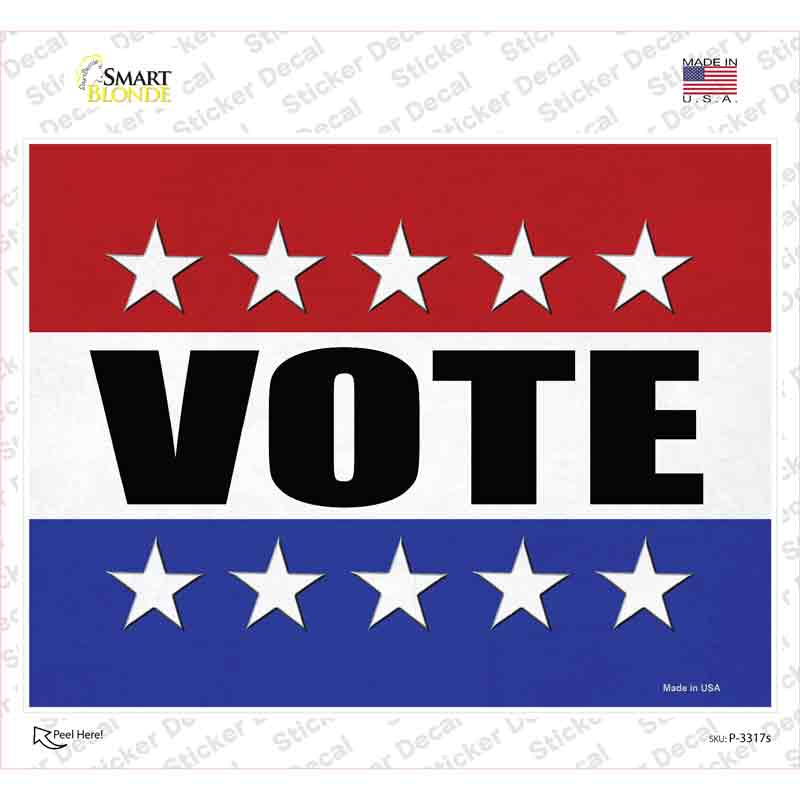 P-3317s-M Vote Novelty Rectangle Sticker Decal - Medium