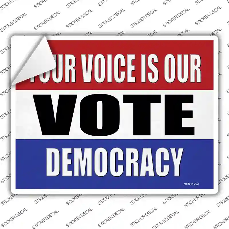 P-3318s-S Vote Democracy Novelty Rectangle Sticker Decal - Small
