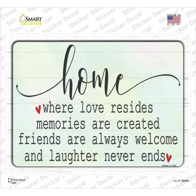 P-3808s-M Where Love Resides Novelty Rectangle Sticker Decal - Medium