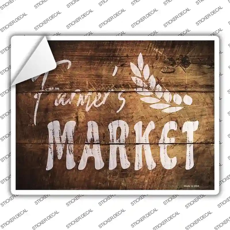 P-2517s-L Farmers Market Novelty Rectangle Sticker Decal - Large