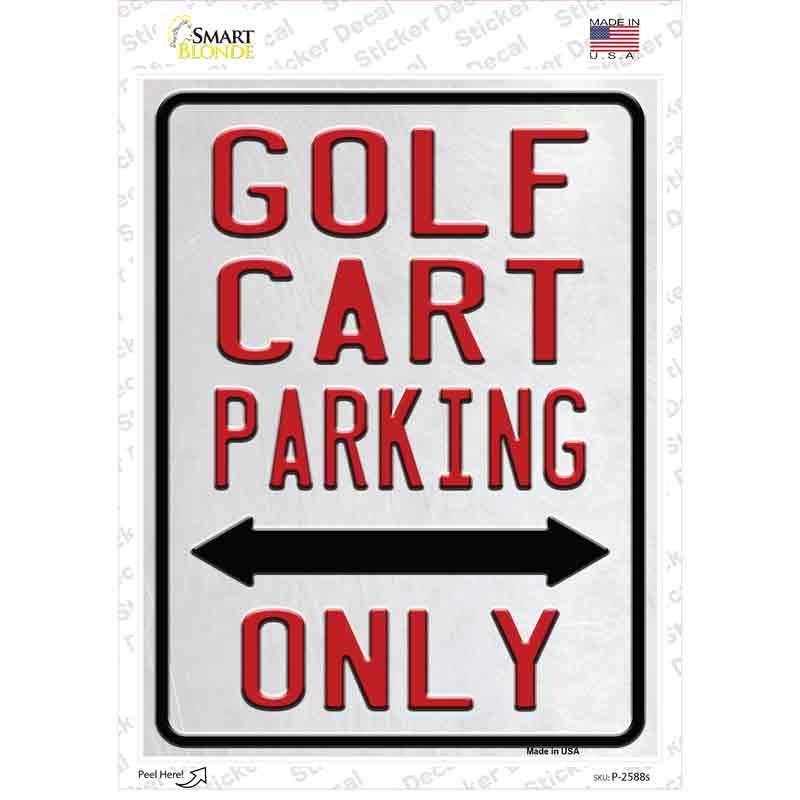 P-2588s-M Golf Cart Only Novelty Rectangle Sticker Decal - Medium
