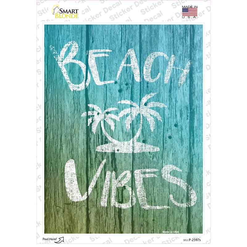 P-2597s-M Beach Vibes Novelty Rectangle Sticker Decal - Medium