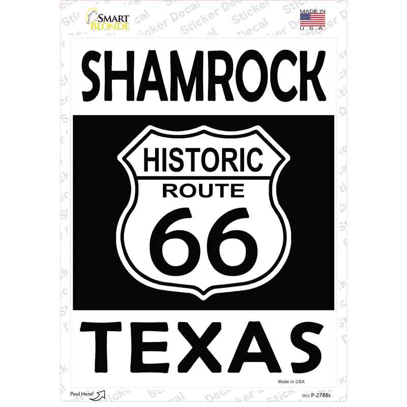 P-2788s-M Shamrock Texas Historic Route 66 Novelty Rectangle Sticker Decal - Medium