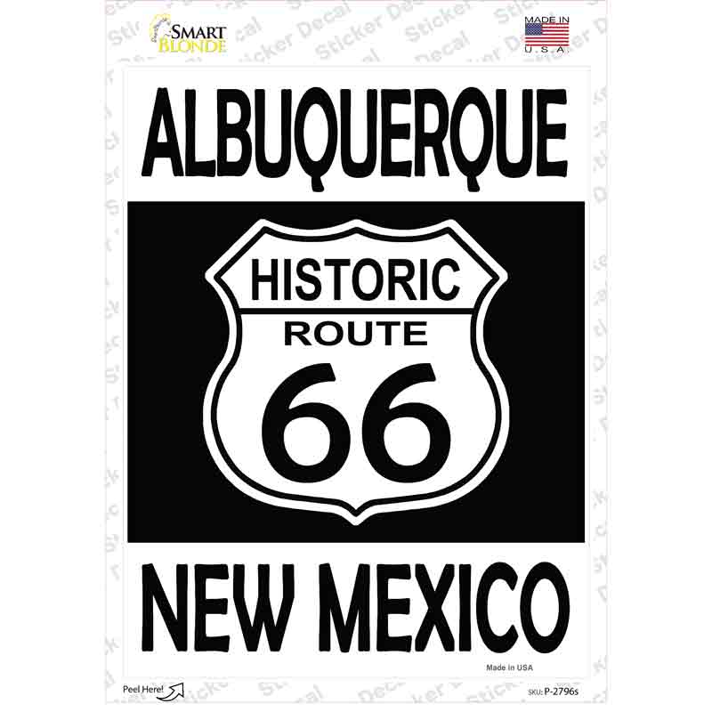 P-2796s-M Albuquerque   Mexico Historic Route 66 Novelty Rectangle Sticker Decal - Medium