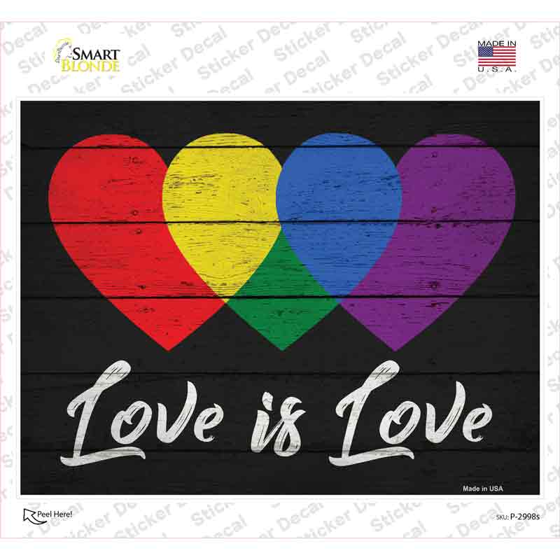P-2998s-M Love is Love Novelty Rectangle Sticker Decal - Medium